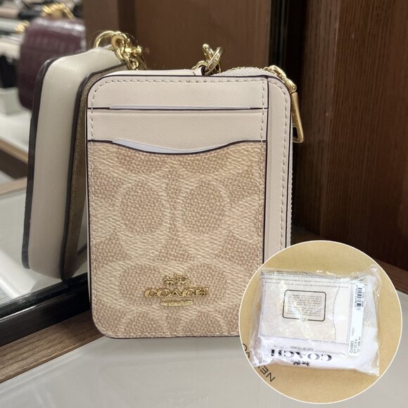 ZIP CARD CASE IN SIGNATURE CANVAS (COACH CW883 IMXDM) - Picture 1 of 9